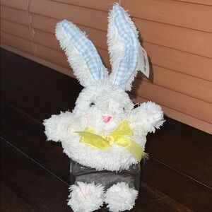 Plush White Easter Bunny Plastic Treat Jar